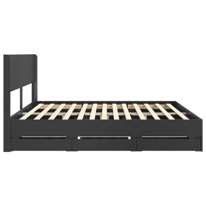 Bed Frame with Storage and Headboard Black 200 x 200 cm