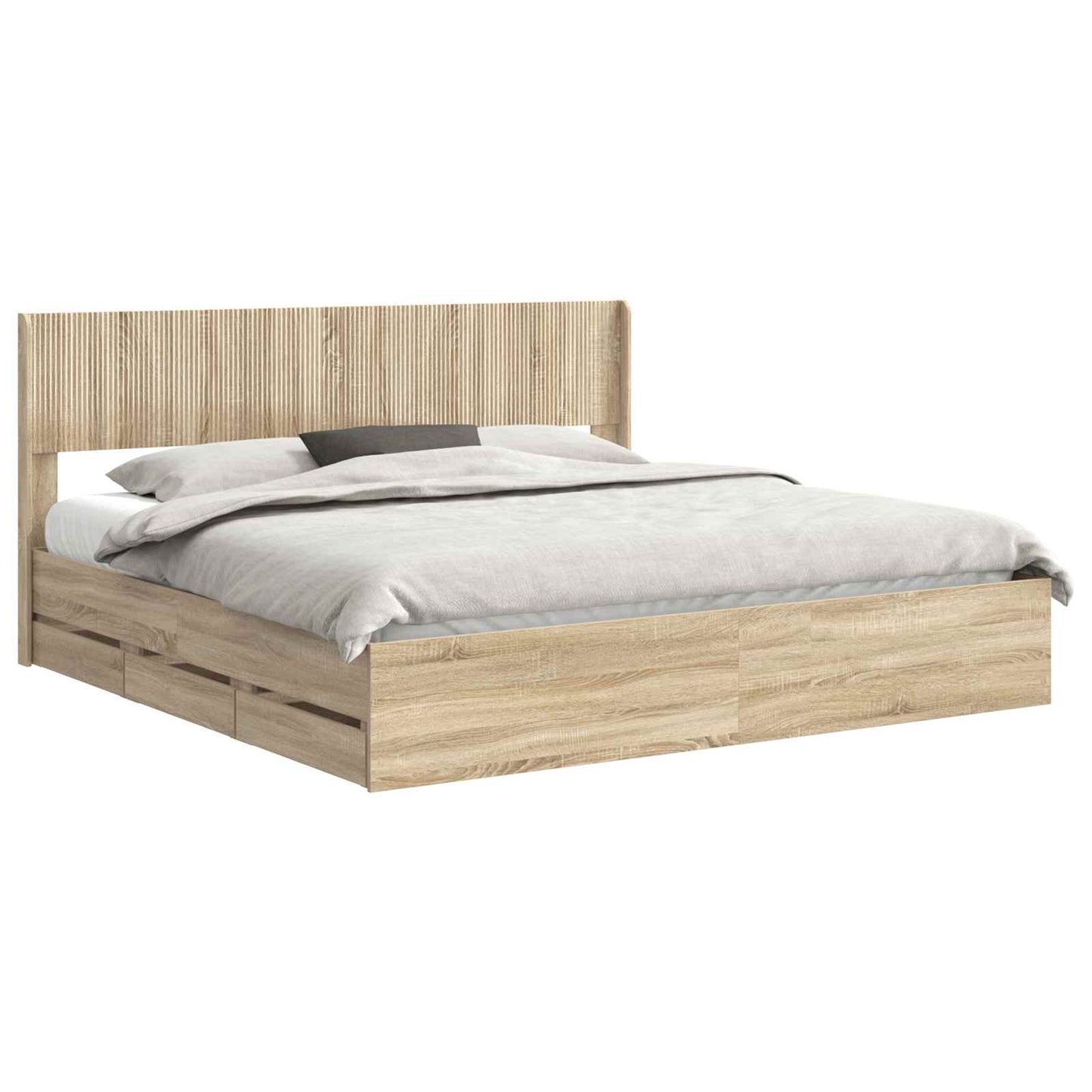Bed Frame with Storage and Headboard Sonoma Oak 200 x 200 cm