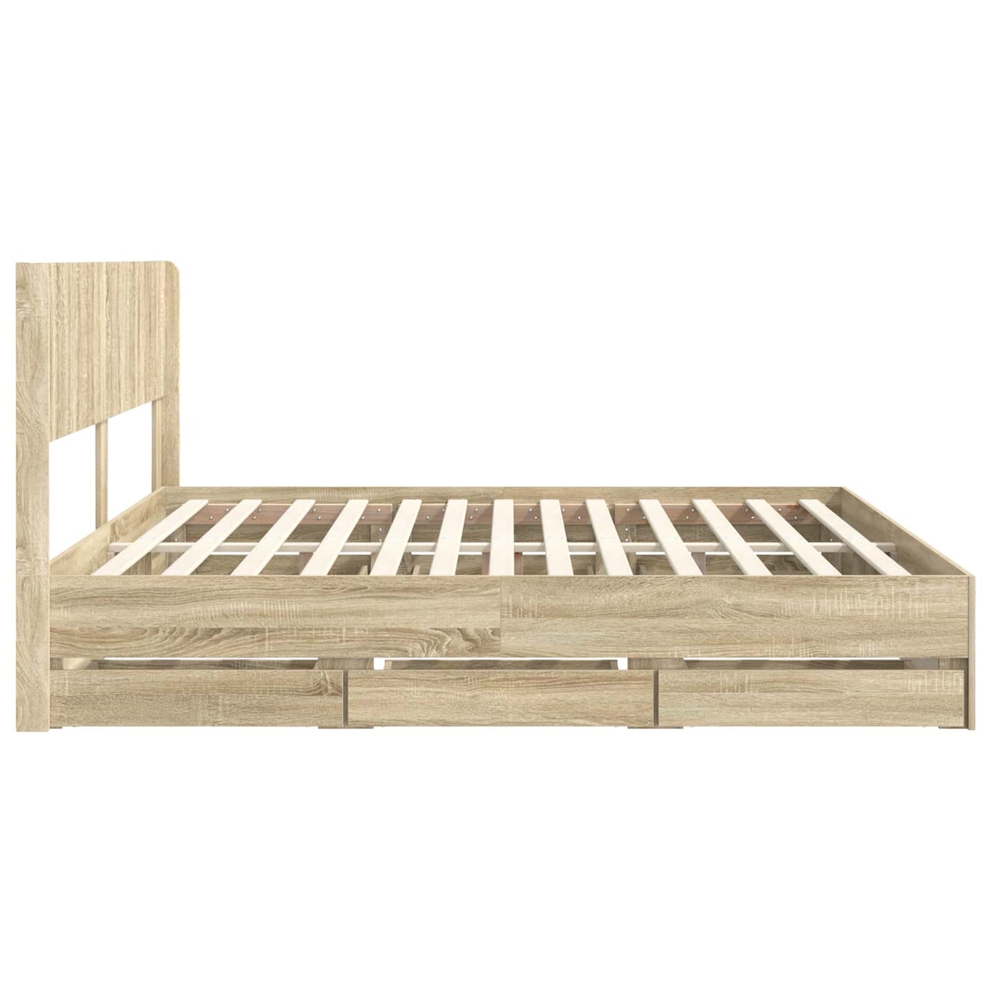 Bed Frame with Storage and Headboard Sonoma Oak 200 x 200 cm