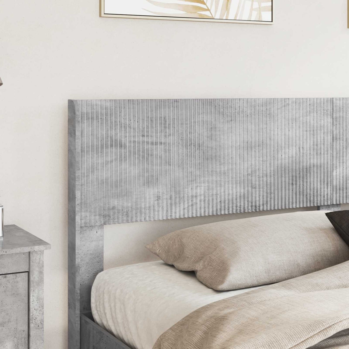 Bed Frame with Storage and Headboard Concrete Grey 200 x 200 cm
