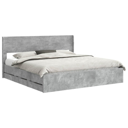 Bed Frame with Storage and Headboard Concrete Grey 200 x 200 cm