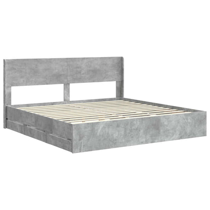 Bed Frame with Storage and Headboard Concrete Grey 200 x 200 cm