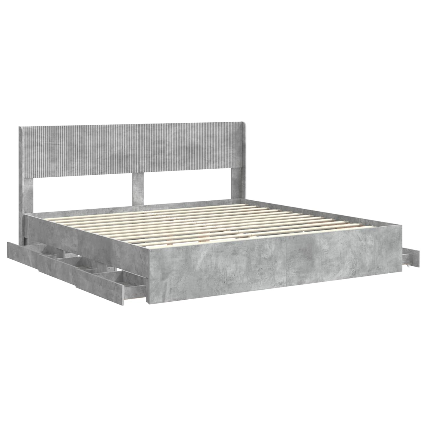 Bed Frame with Storage and Headboard Concrete Grey 200 x 200 cm