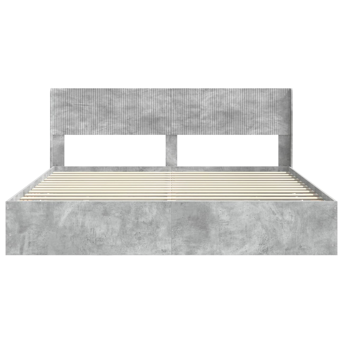 Bed Frame with Storage and Headboard Concrete Grey 200 x 200 cm