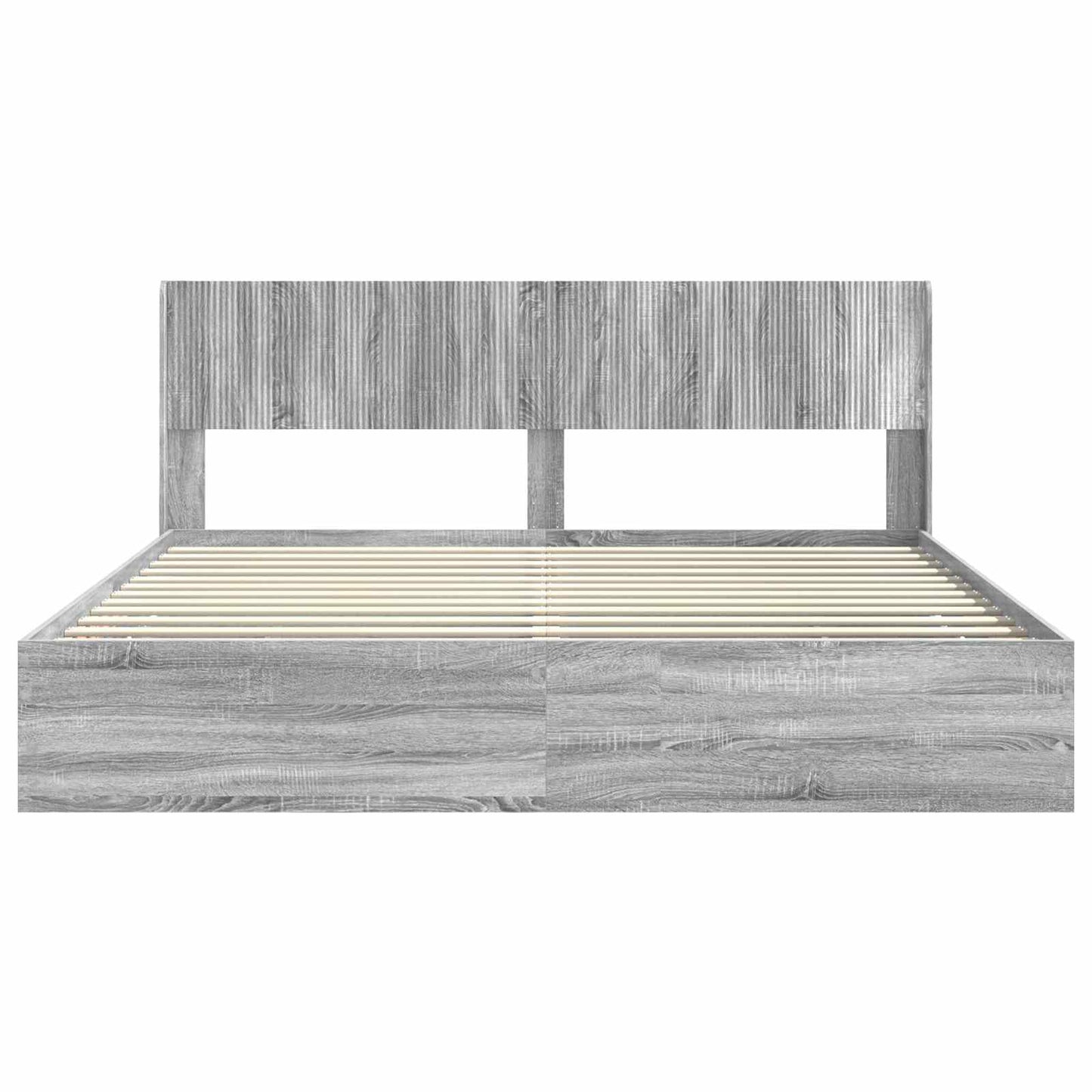 Bed Frame with Storage and Headboard Grey Sonoma 200 x 200 cm