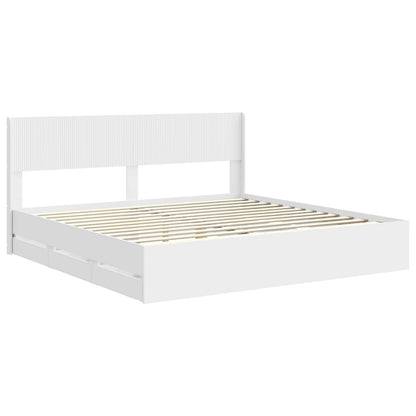 Bed Frame with Storage and Headboard White 180 x 200 cm