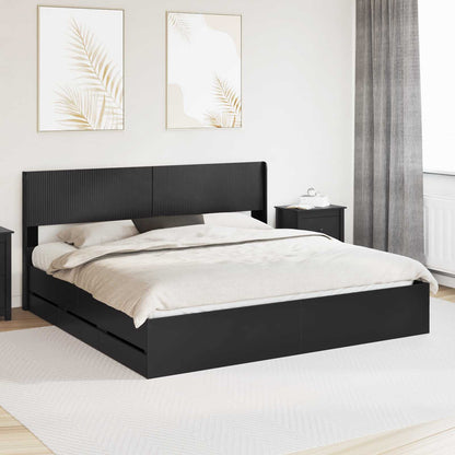 Bed Frame with Storage and Headboard Black 180 x 200 cm