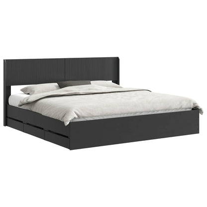Bed Frame with Storage and Headboard Black 180 x 200 cm