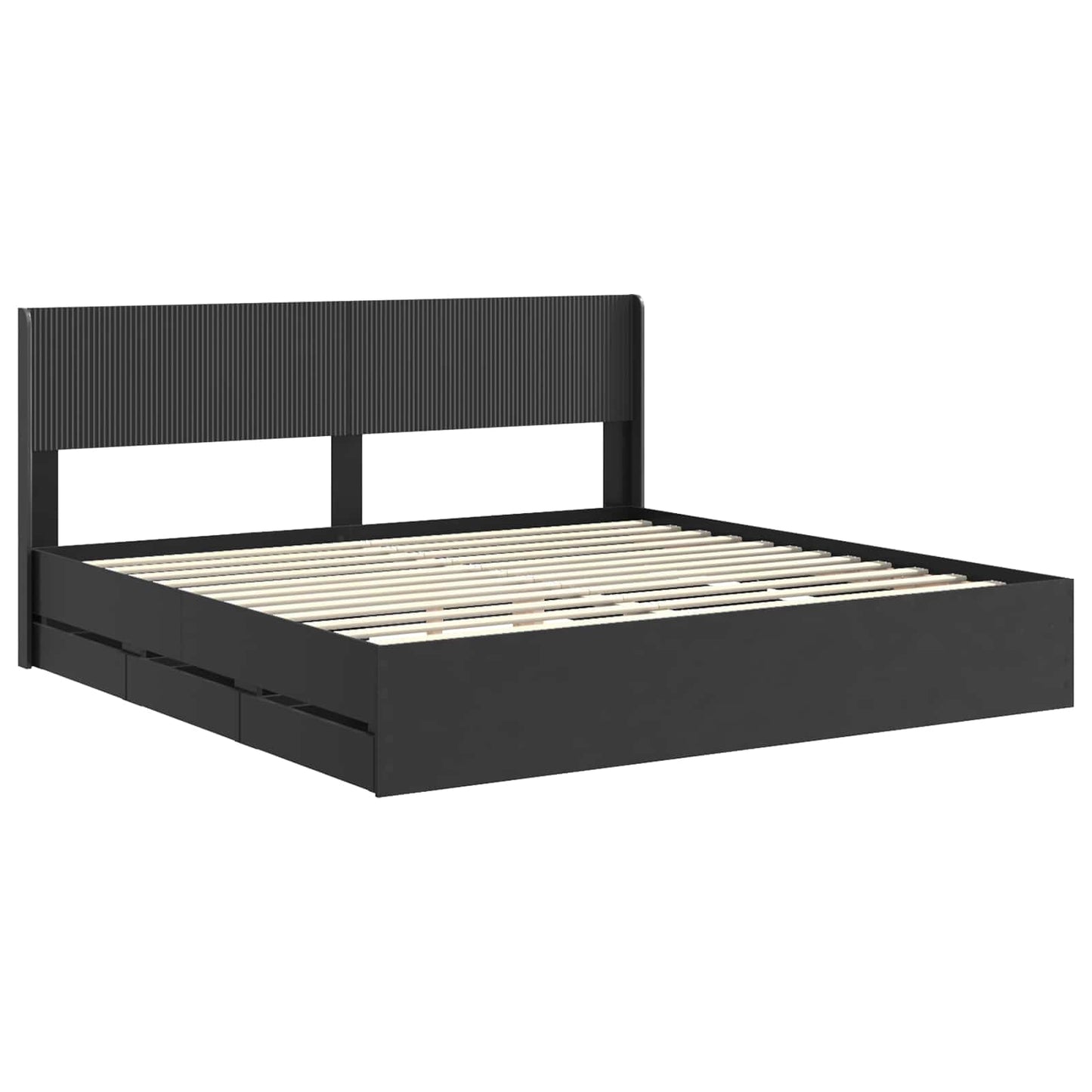 Bed Frame with Storage and Headboard Black 180 x 200 cm