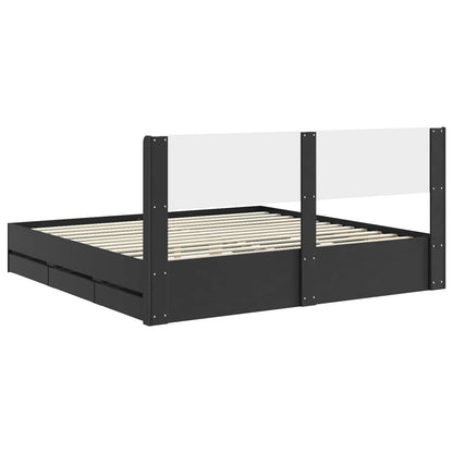 Bed Frame with Storage and Headboard Black 180 x 200 cm