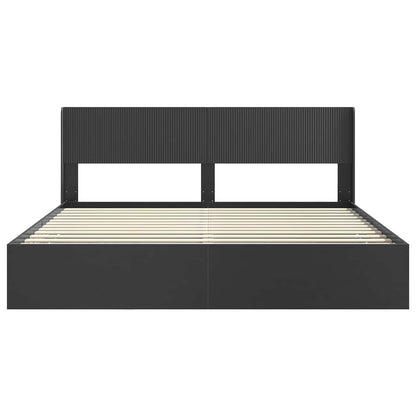 Bed Frame with Storage and Headboard Black 180 x 200 cm