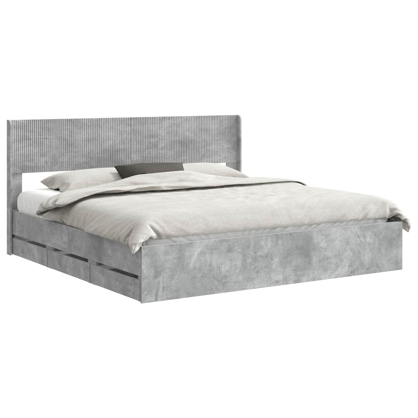Bed Frame with Storage and Headboard Concrete Grey 180 x 200 cm