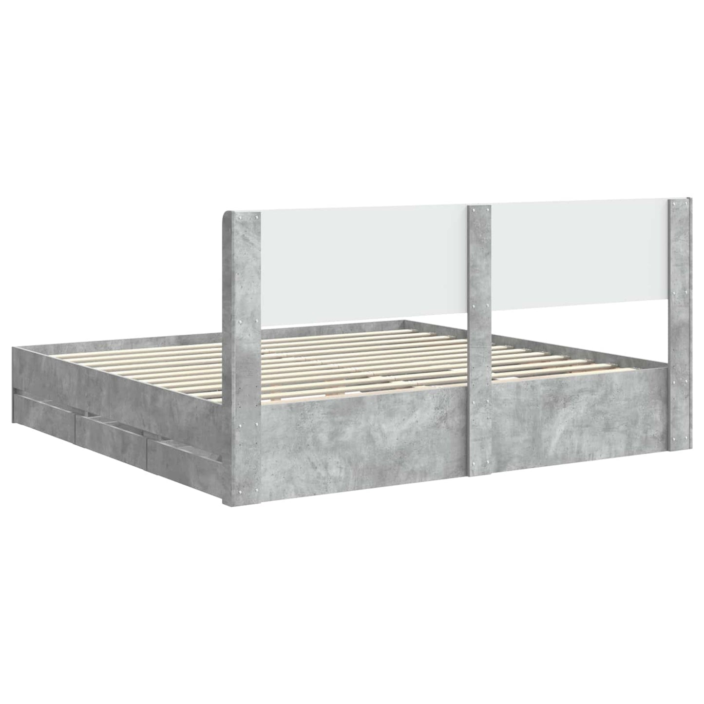 Bed Frame with Storage and Headboard Concrete Grey 180 x 200 cm
