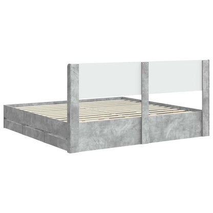 Bed Frame with Storage and Headboard Concrete Grey 180 x 200 cm