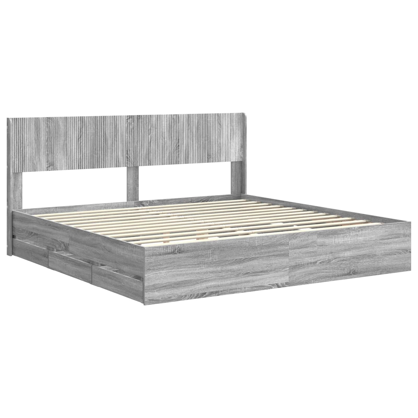 Bed Frame with Storage and Headboard Grey Sonoma 180 x 200 cm