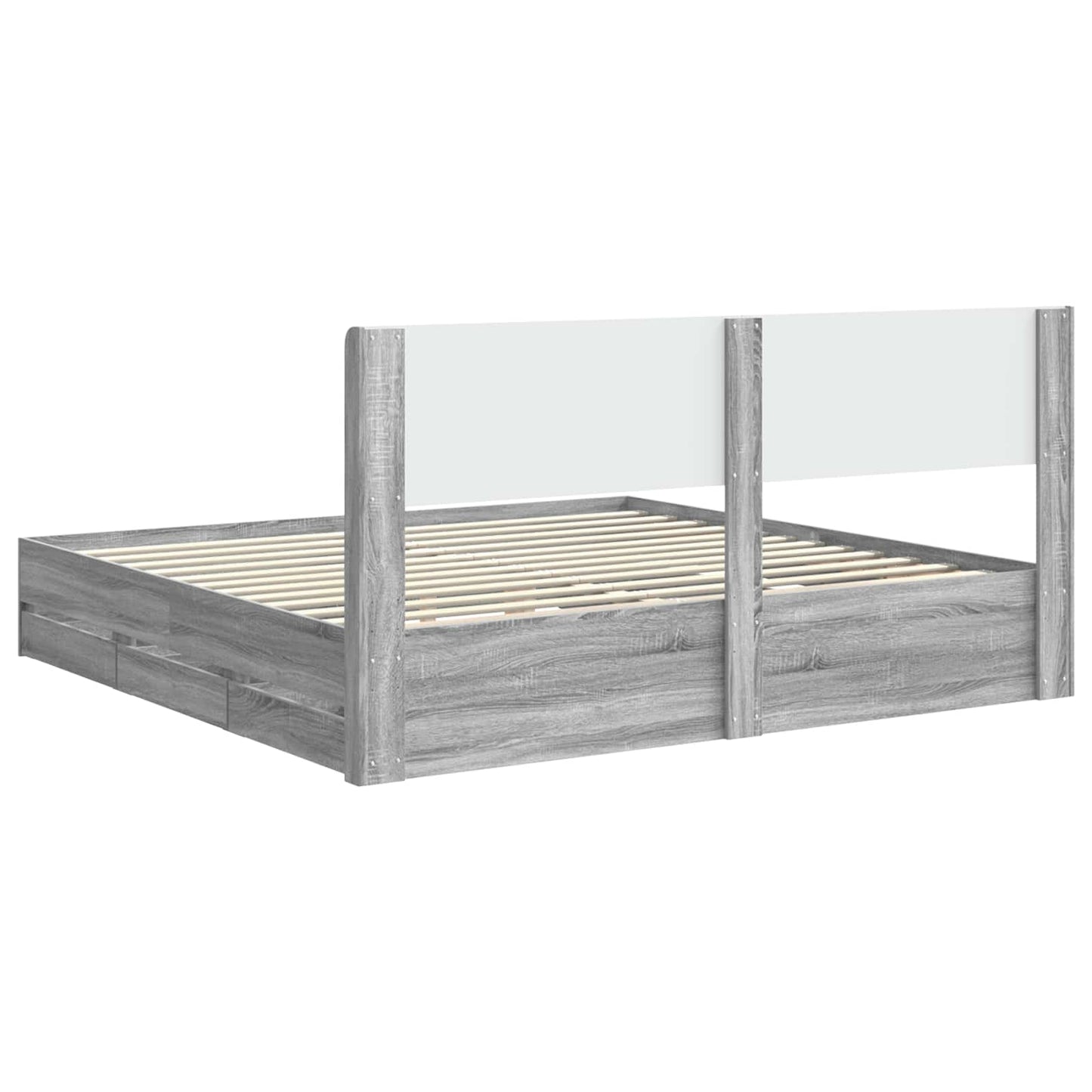 Bed Frame with Storage and Headboard Grey Sonoma 180 x 200 cm