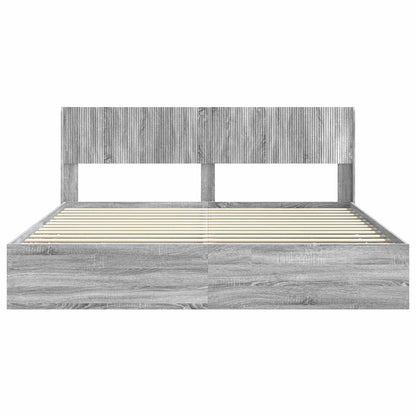 Bed Frame with Storage and Headboard Grey Sonoma 180 x 200 cm