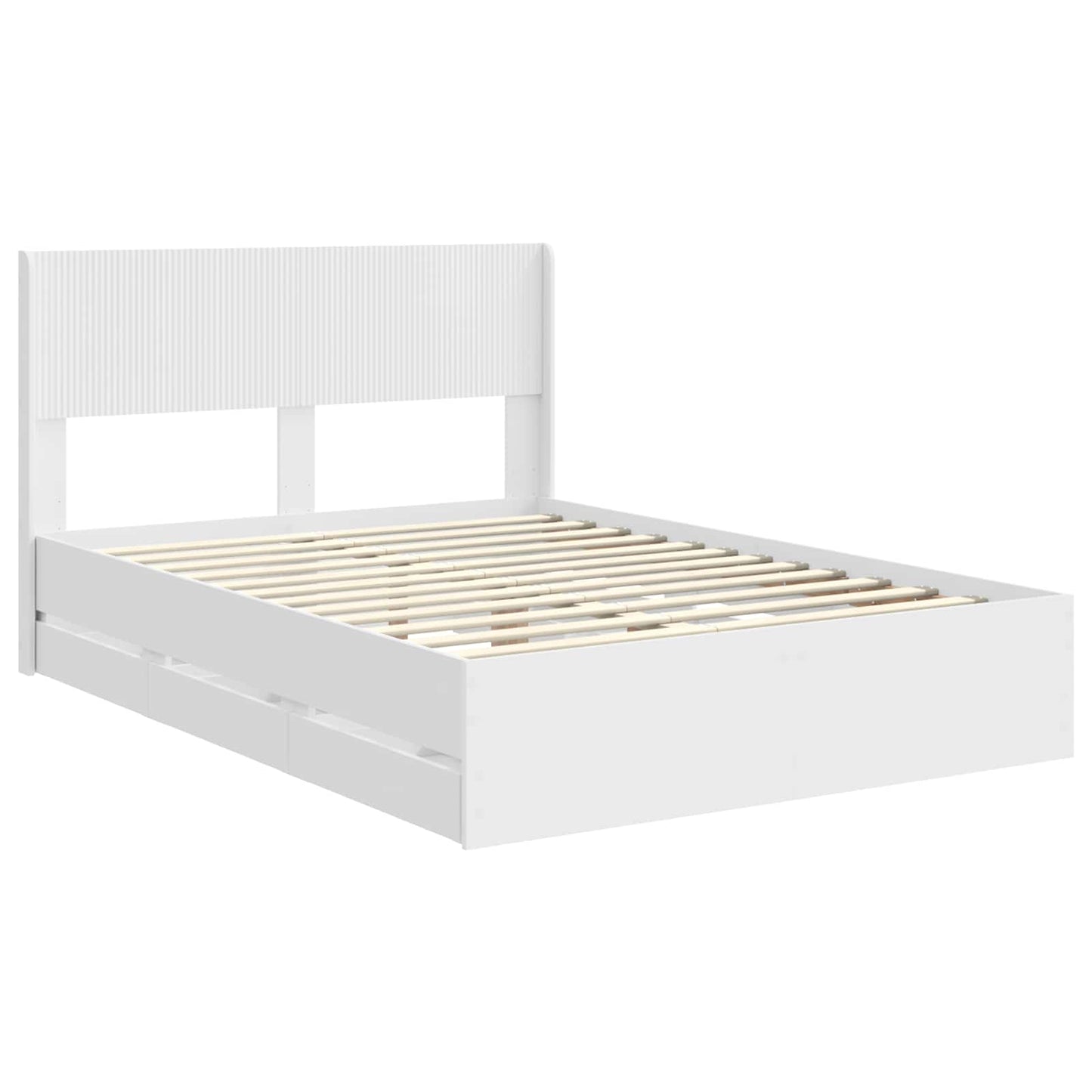 Bed Frame with Storage and Headboard White 160 x 200 cm