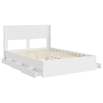 Bed Frame with Storage and Headboard White 160 x 200 cm