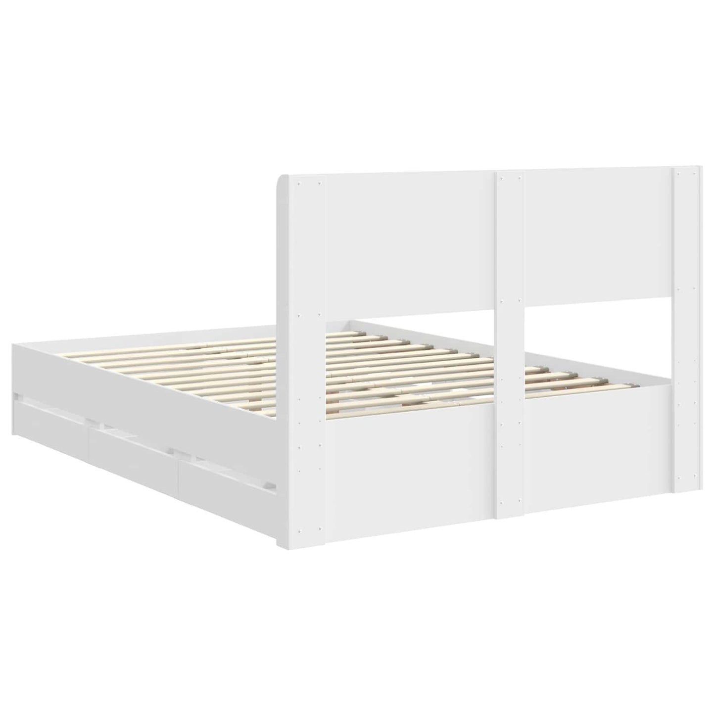 Bed Frame with Storage and Headboard White 160 x 200 cm
