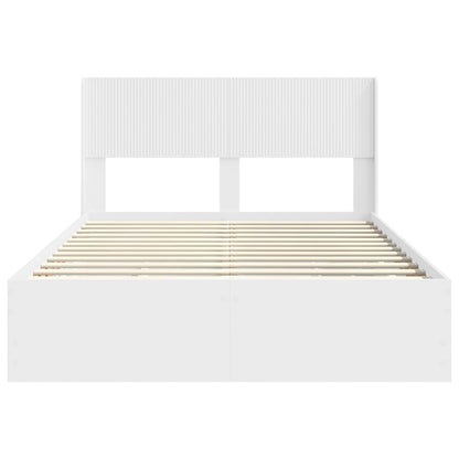 Bed Frame with Storage and Headboard White 160 x 200 cm
