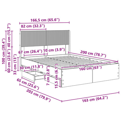 Bed Frame with Storage and Headboard White 160 x 200 cm