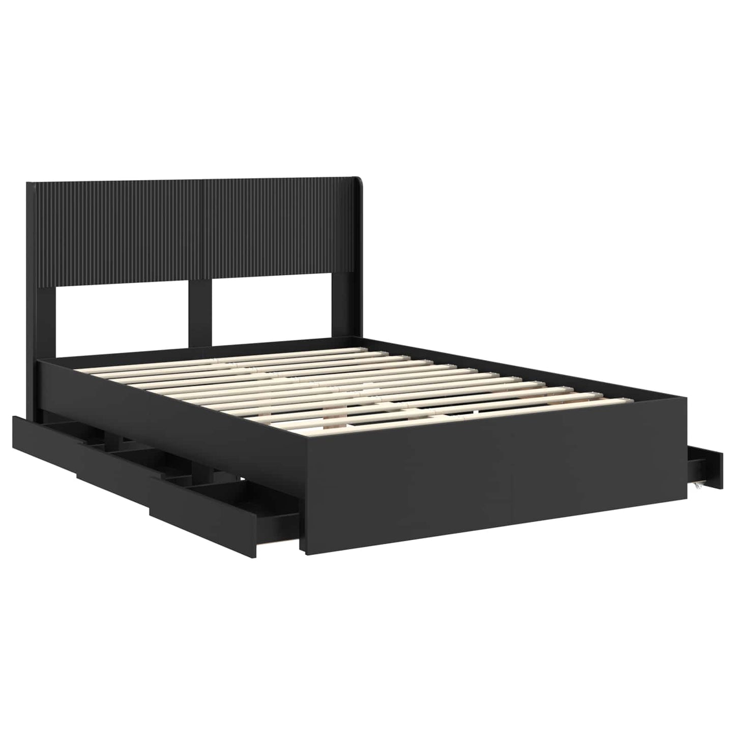 Bed Frame with Storage and Headboard Black 160 x 200 cm