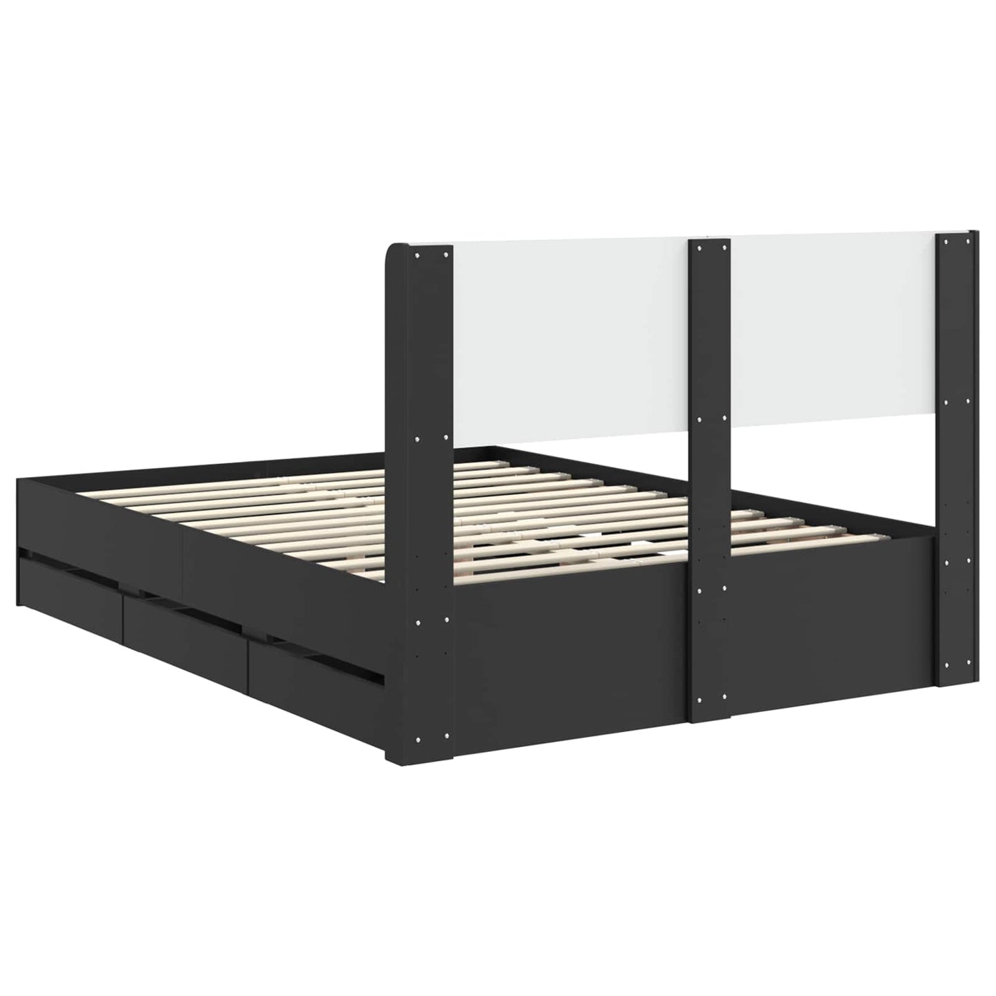 Bed Frame with Storage and Headboard Black 160 x 200 cm