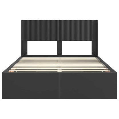 Bed Frame with Storage and Headboard Black 160 x 200 cm