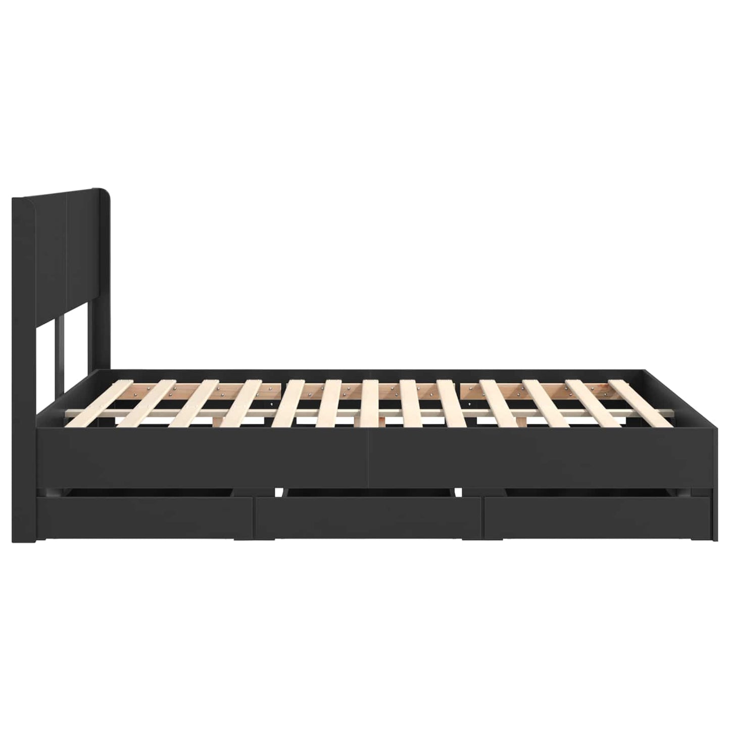 Bed Frame with Storage and Headboard Black 160 x 200 cm