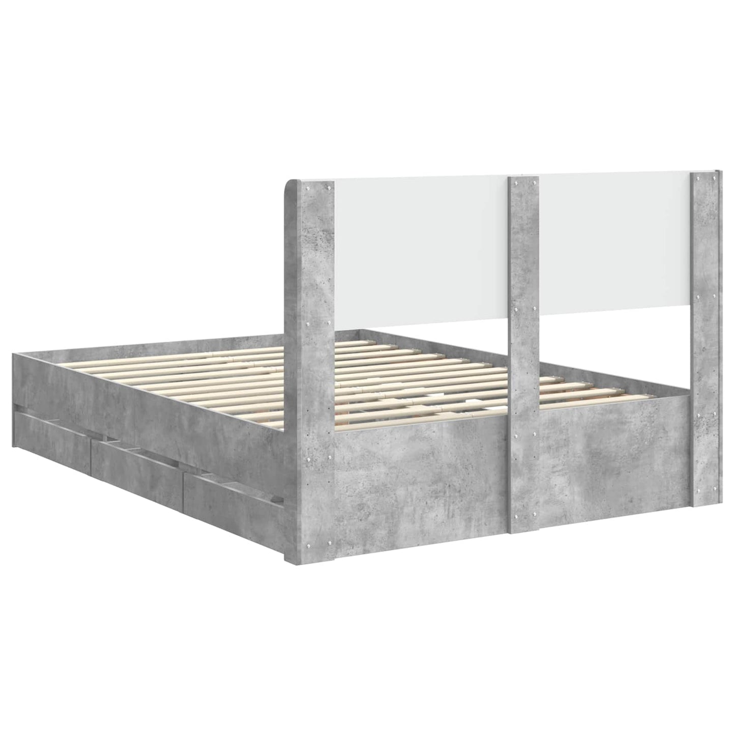 Bed Frame with Storage and Headboard Concrete Grey 160 x 200 cm