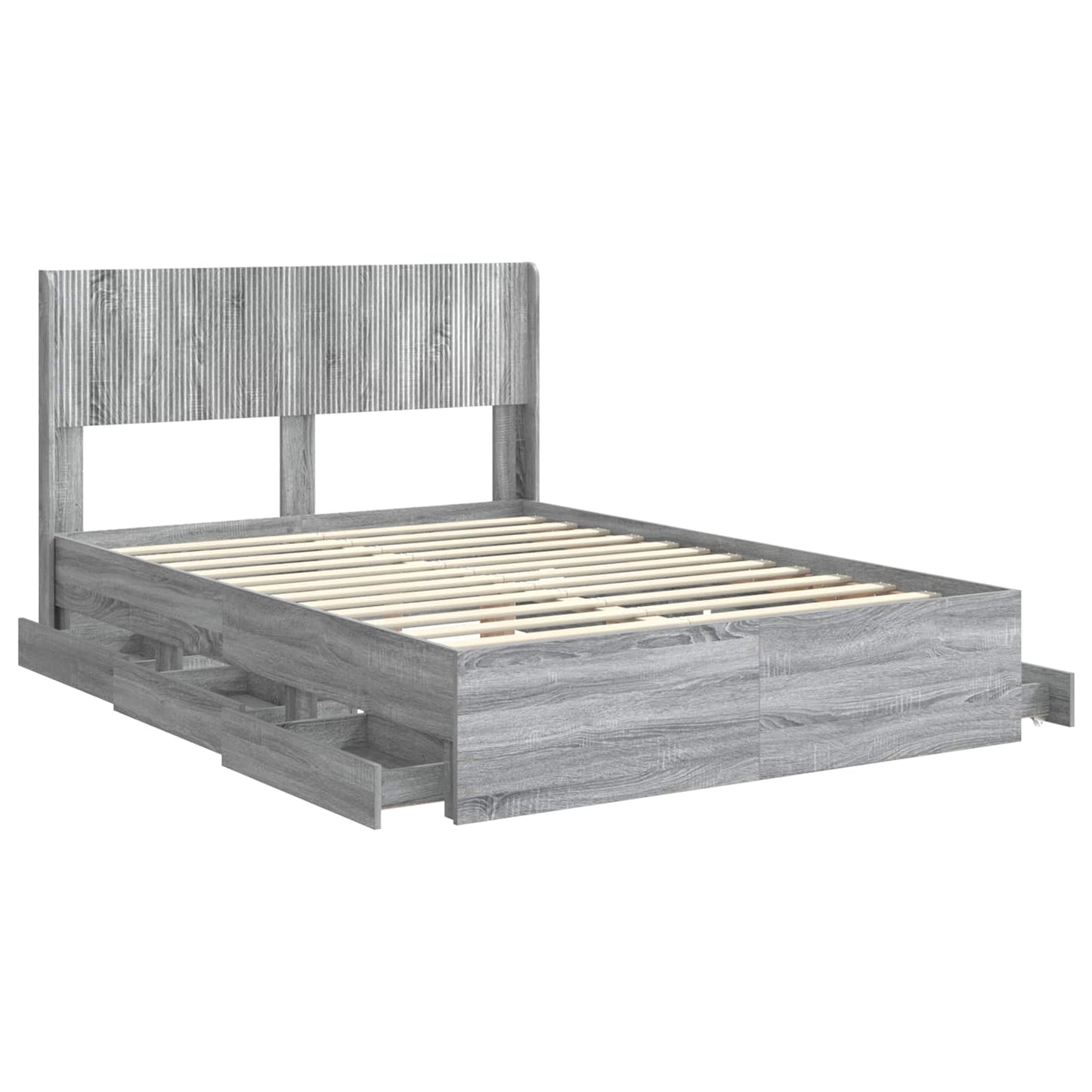 Bed Frame with Storage and Headboard Grey Sonoma 160 x 200 cm
