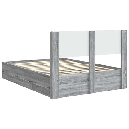 Bed Frame with Storage and Headboard Grey Sonoma 160 x 200 cm