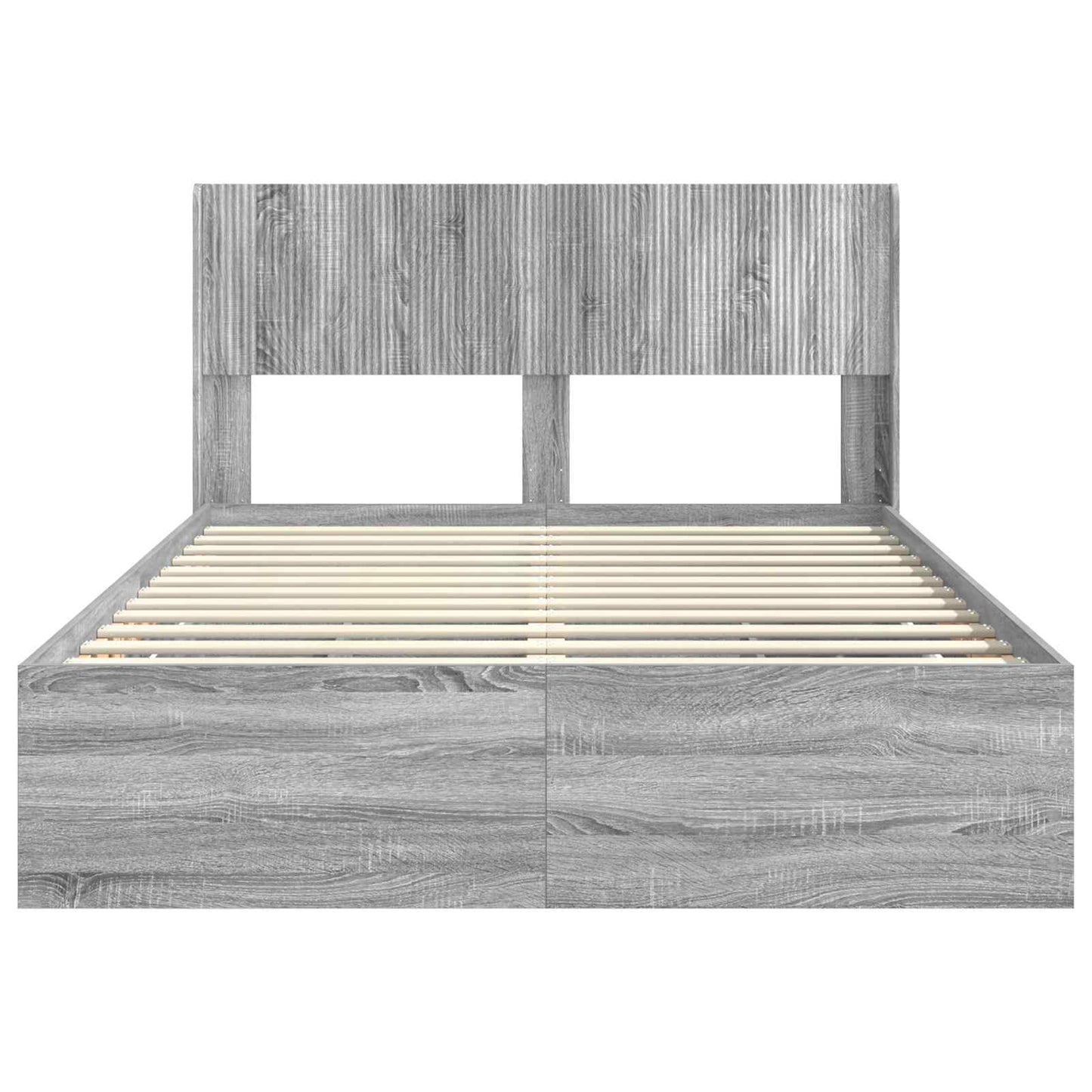 Bed Frame with Storage and Headboard Grey Sonoma 160 x 200 cm