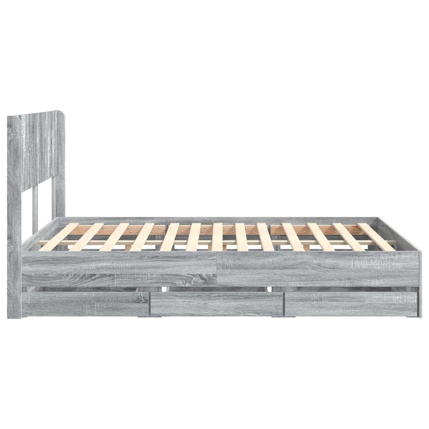 Bed Frame with Storage and Headboard Grey Sonoma 160 x 200 cm