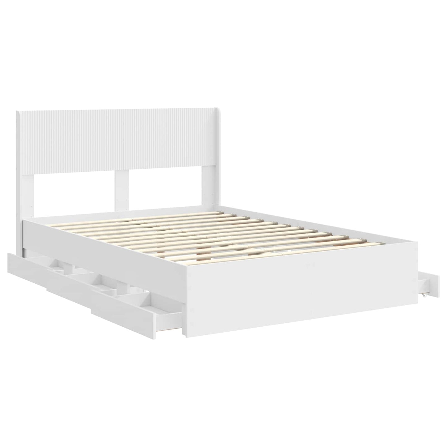 Bed Frame with Storage and Headboard White 150 x 200 cm