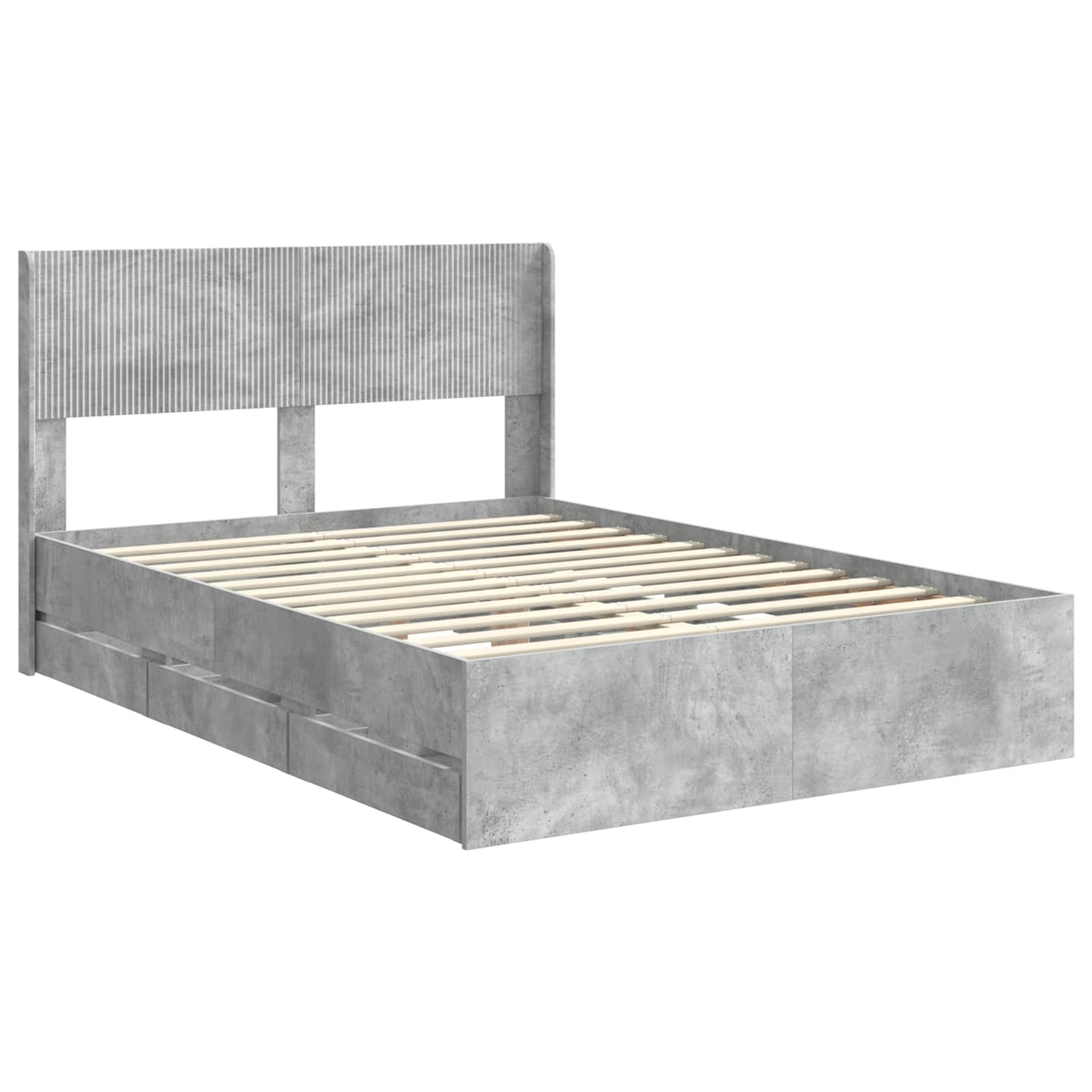 Bed Frame with Storage and Headboard Concrete Grey 150 x 200 cm