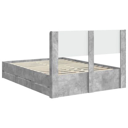 Bed Frame with Storage and Headboard Concrete Grey 150 x 200 cm