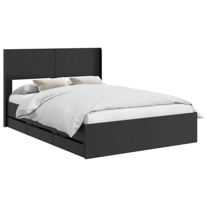Bed Frame with Storage and Headboard Black 140 x 200 cm