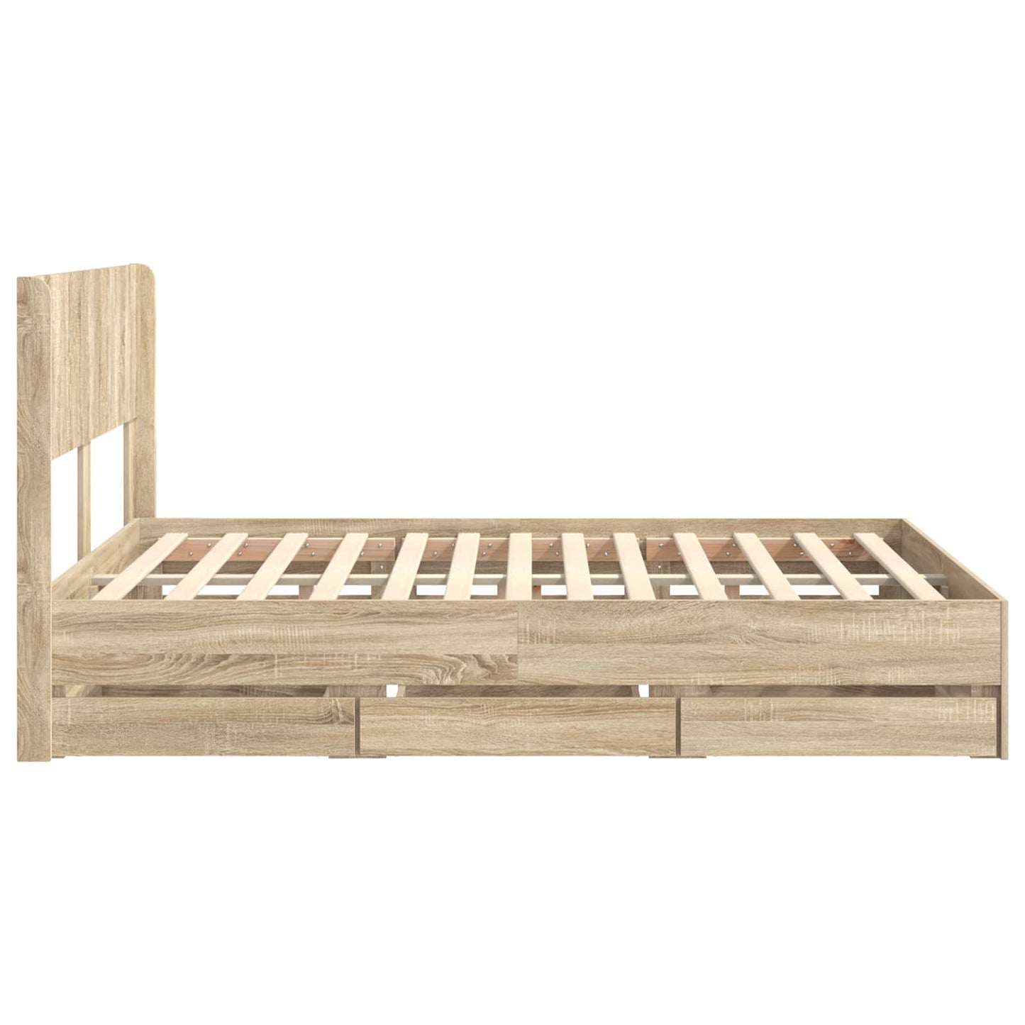 Bed Frame with Storage and Headboard Sonoma Oak 140 x 200 cm