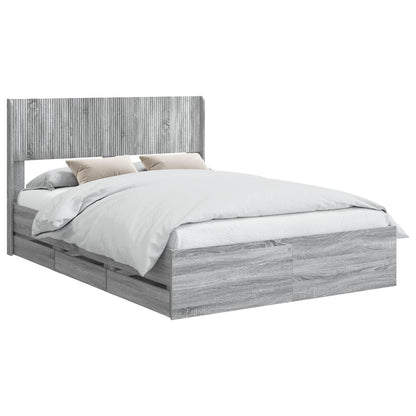 Bed Frame with Storage and Headboard Grey Sonoma 140 x 200 cm