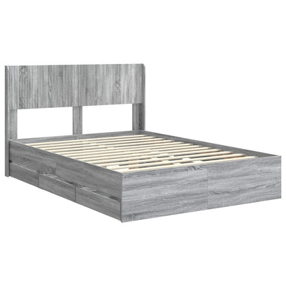Bed Frame with Storage and Headboard Grey Sonoma 140 x 200 cm