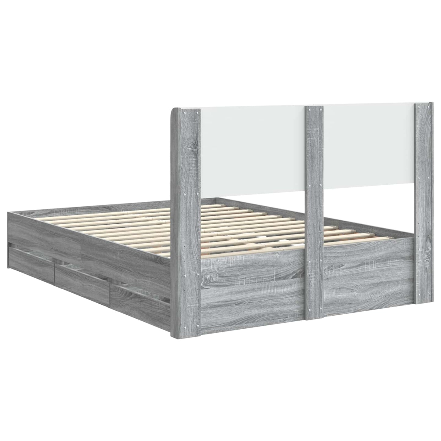 Bed Frame with Storage and Headboard Grey Sonoma 140 x 200 cm
