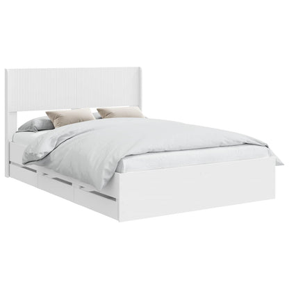 Bed Frame with Storage and Headboard White 140 x 190 cm