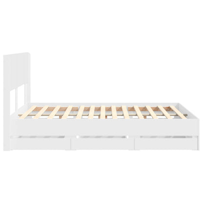 Bed Frame with Storage and Headboard White 140 x 190 cm