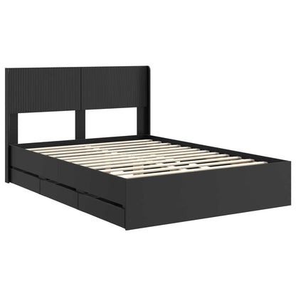 Bed Frame with Storage and Headboard Black 140 x 190 cm