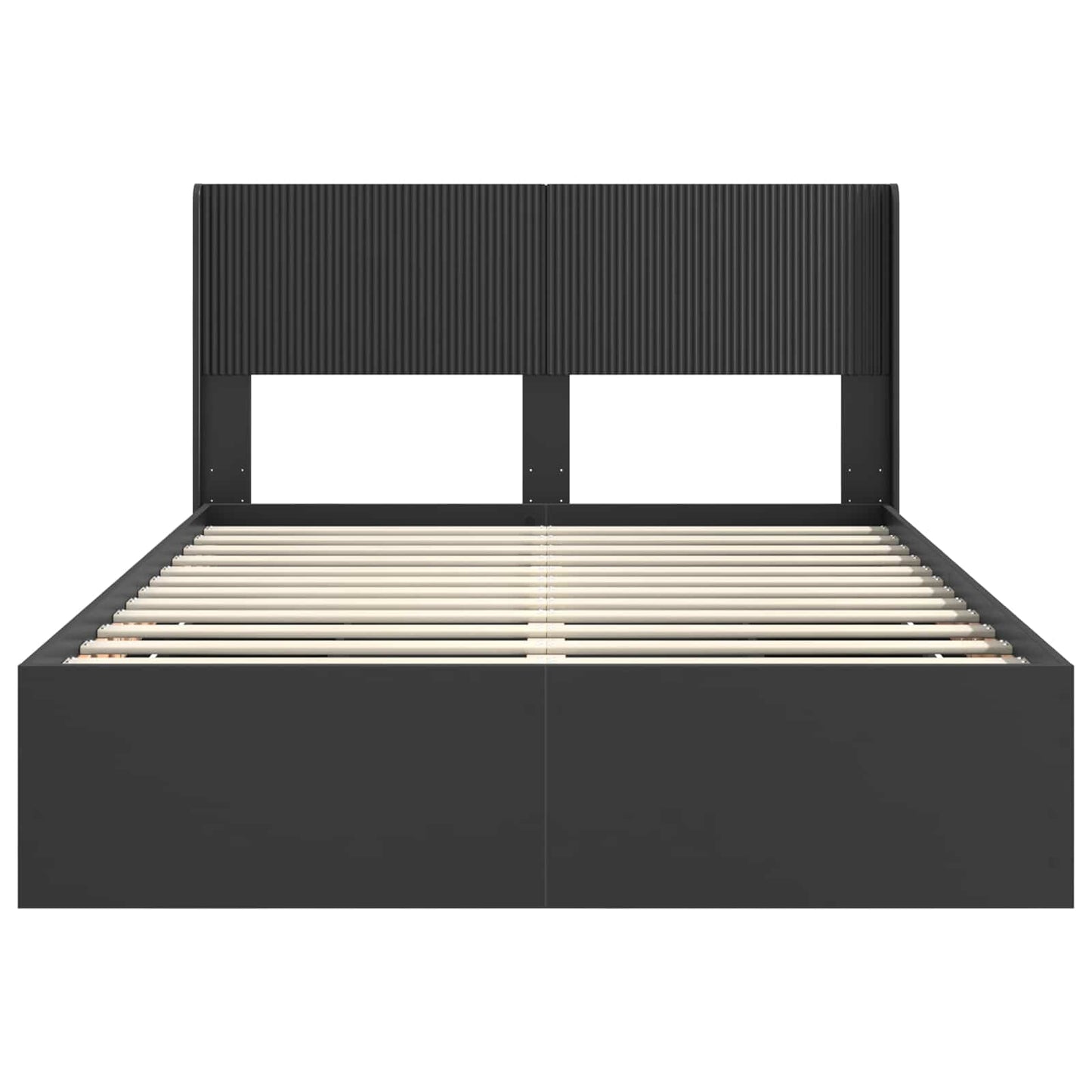 Bed Frame with Storage and Headboard Black 140 x 190 cm
