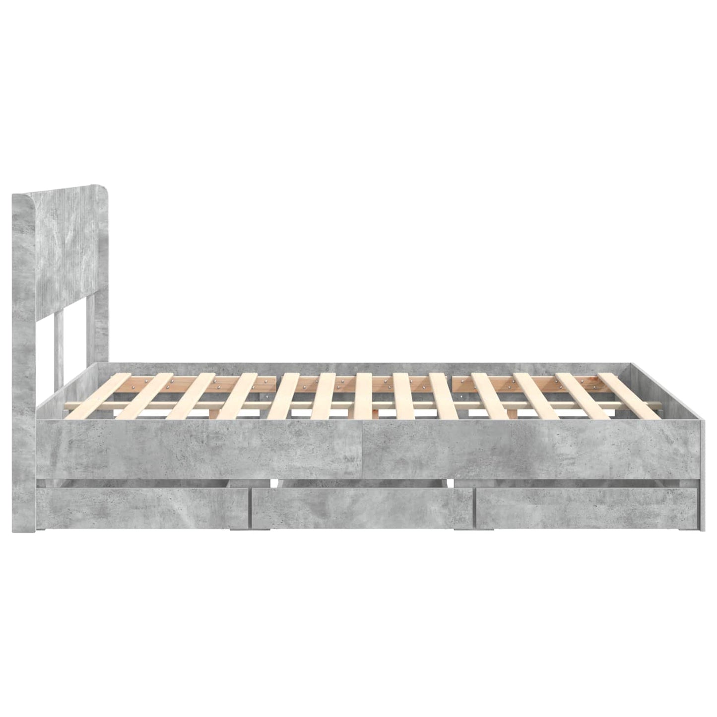 Bed Frame with Storage and Headboard Concrete Grey 140 x 190 cm