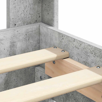 Bed Frame with Storage and Headboard Concrete Grey 135 x 190 cm