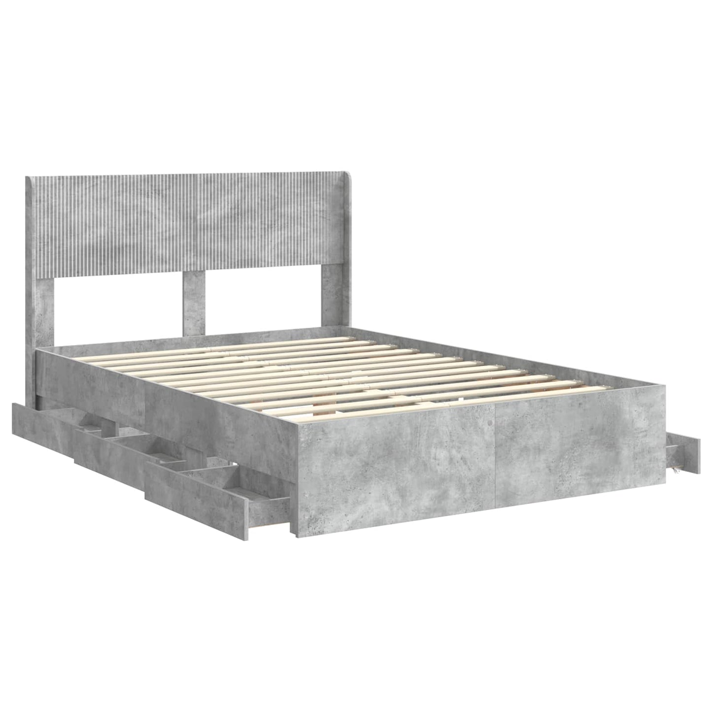 Bed Frame with Storage and Headboard Concrete Grey 135 x 190 cm